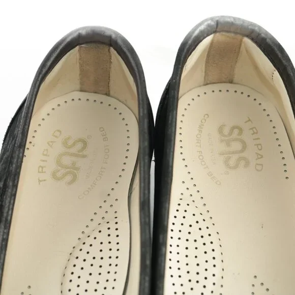 SAS Womens Simplify Loafers Size 8.5 M Black Leather Python Diabetic Flat Shoes - Picture 9 of 12